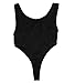 YiZYiF Women's See Through Unlined Thongs High Cut Bodysuit Swimsuit Mesh Leotard Top Black