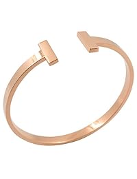Brazalete unisex de acero de titanio con diseño de T