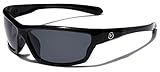 Polarized Wrap Around Sport Sunglasses - Black (with Hard Case & Drawstring Pouch)