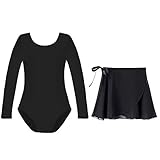 STELLE Girls Long Sleeve Ballet Leotards with Separated Skirt