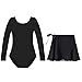 STELLE Girls Long Sleeve Ballet Leotards with Separated Skirt