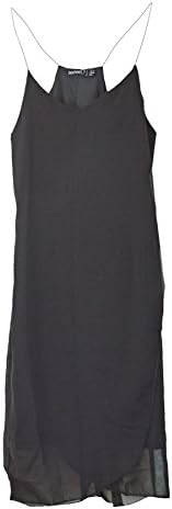 boohoo Layered Chiffon Dress Black 10