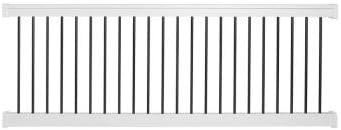 Weatherables Bellaire 36 in. H x 72 in. W White Vinyl with Round Black Aluminum Spindles Straight Railing Kit