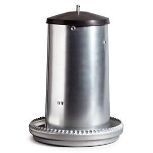 Abbeveratoio per Galline, polli a sifone in lamiera da Litri 30 Circa e Mangiatoia a tramoggia in lamiera con Coperchio… - immagine 3