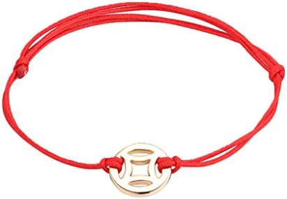 Dashun Red String Bracelet Adjustable Rope Ancient Coins Decor Unisex