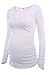 Liu & Qu Women's Maternity Ruched Tunic Tops Mama Clothes Long Sleeve Scoop Neck Pregnancy T-Shirt White