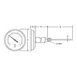 PIC Gauges B3A4-MM SS Case Bimetal Thermometer, 316