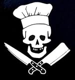 Chef With Skull Decal Vinyl Sticker|Cars Trucks Vans Walls Laptop| WHITE |5.5 x 5 in|CCI797