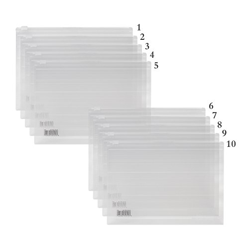 MoMaek Office Originals A5 Size File Folders ,Plastic Envelopes with Zipper Closure (10 per Pack)
