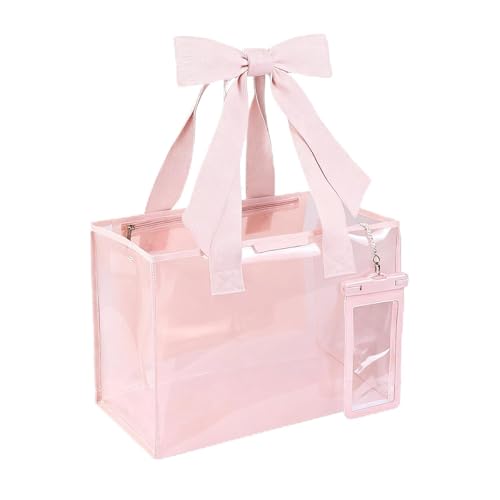 GEVICK Pink Bow Tote bags for women,beach bags for women,pool bags for Girl,cute beach waterproof Tote bag