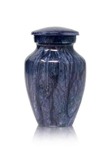 Set of 4 SmartChoice Keepsake Cremation Urns for Human Ashes - Handcrafted Funeral Memorial Mini Urns (Marbleized Blue)