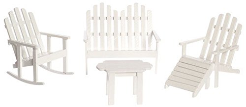 White Adirondack Furniture Dollhouse Miniature Set