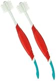 Petrodex Dog 2-in-1 Toothbrush & Plaque Scraper 2 Pack for Medium & Large Dogs. Ergonomic Tool Makes Dental Care & Cleaning Quick & Easy for Your Pup AND You! Tough on Bad Breath, Gentle on Your Dog.