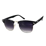 M-Egal Classic Half Frame Semi-Rimless Uv400 Oversized Sunglasses Black+Gold Eyes Wear