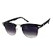 M-Egal Classic Half Frame Semi-Rimless Uv400 Oversized Sunglasses Black+Gold Eyes Wear