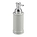 mDesign Foaming Soap Ceramic Dispenser Pump Bottle for Bathroom Vanities or Kitchen Sink, Countertops - Pack of 2, Light Gray/Chrome