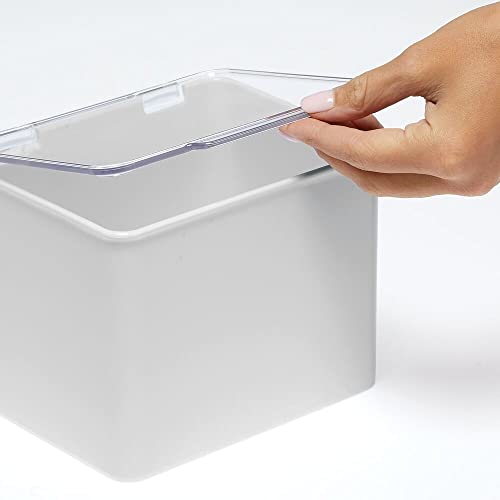 mDesign Plastic Bathroom Storage Organizer Box with Hinge Lid for