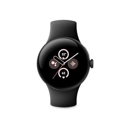 Google Pixel Watch 2 - das Beste von Google und Fitbit – Herzfrequenzmessung, Stressmanagement, Sicherheitsfunktionen – Android – Aluminiumgehäuse in Matte Black – Sportarmband in Obsidian – LTE