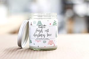 Amazon Com Fresh Cut Christmas Tree Scented Candle 8oz Hand Poured 100 Soy Wax Gift Exchange Secret Santa Home Kitchen