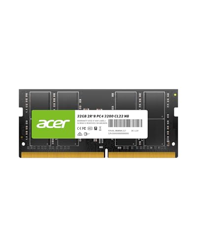 Acer SD100 32GB DDR4 SODIMM 3200MHz CL22-260-Pin Computer RAM - Low Voltage Speichermodul - PC Arbeitsspeicher für Laptop & Notebook Upgrade (Single)