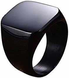 Gaobei Vintage Style Stainless Steel Biker Rings for Men Bands Polished Black Ring, Size 7-12