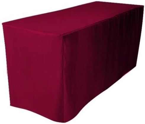 ONLINE WEDDING SUPPLY OWS 5' Feet 5 Foot 5FT Fitted Rectangle Polyester Table Cloth Tresale Table Cover Trade Show Booth DJ 5 ft Burgundy - 1 Pc