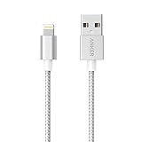 Anker 3ft Nylon Braided USB Cable with Lightning Connector [Apple MFi Certified] for iPhone 7/7 Plus 6/6s Plus 5s/5c/5, iPad Pro, Air 2 and More (Silver)