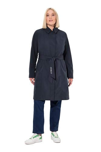 Ulla Popken Cappotti da donna Hyprar Softshell Trench impermeabile, per cintura, Blu marino, 42-44
