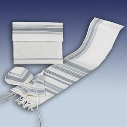 Rite Lite TLBO-24-GS 24 in. Grey - Silver Bnei Ohr Wool Talit Kipa and Bag