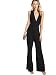 MAKEMECHIC Women's Sexy Deep V Neck Sleeveless Wide Leg Loose Jumpsuits Rompers 1-Black M