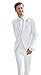 JYDress Mens 3 Piece White Wedding Suits Peak Lapel 2 Button Groom Tuxedos