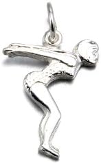 .925 Sterling Silver Swimming Girl Charm