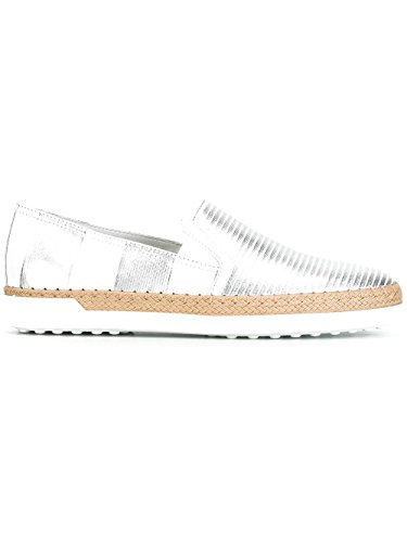 Tod's Women's Xxw0tv0j970gelb001 Silver Leather Slip On Sneakers
