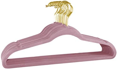 Signature Home Velvet Hangers, Pale Mauve/Gold
