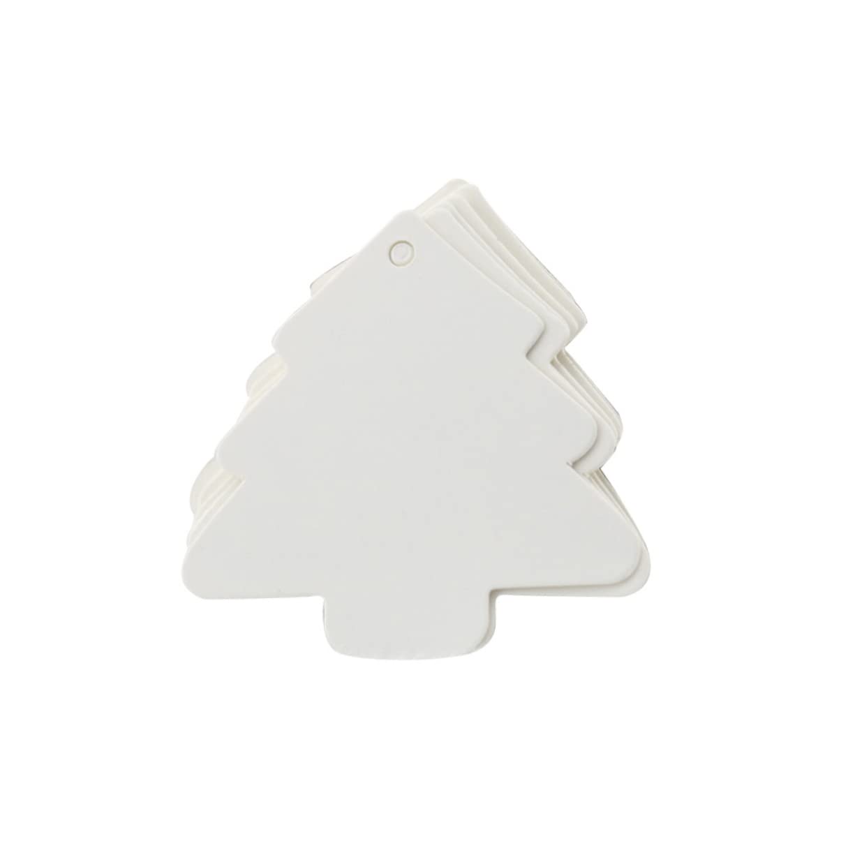 KALLORY 100pcs Christmas Tree Pendants DIY Kraft Blank tag DIY present Packing Accessory Christmas Tree Paper Tags Christmas Hanging Ornaments DIY Wedding Crafts white kraft paper decorations