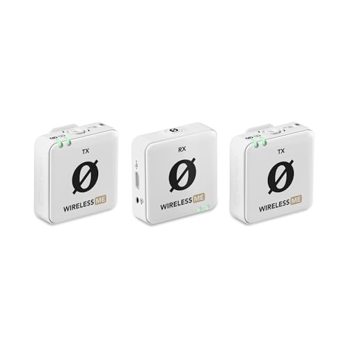 RØDE Wireless ME Dual Set: Kompaktes drahtloses Mikrofonsystem mit GainAssist-Technologie, integrierten Mikrofonen und 100m Reichweite für Filmemacher