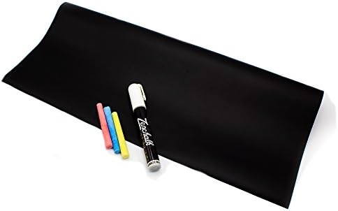 Chalkboard Wall Decal by Zenchalk, Including 1 Liquid Chalk Marker &amp; 3 Pcs Colored Chalk (18"Wx96"H)