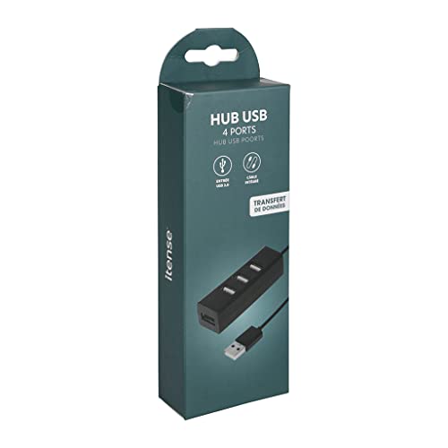 ITENSE - Port multiprise USB 4 Sorties - Permet de connecter 4 appareils - Longueur câble: 5cm - Prise USB intégrée et emboitable au Dos du boitier - Entrée: DC 5V / 500 mA - Sortie: DC 5V / 500 mA