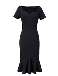 VFSHOW vestido de fiesta de cóctel de sirena con volantes y hombros descubiertos para mujer