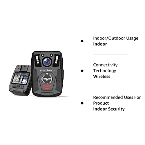 Rexing P1 Body Worn Camera, 2” Display 1080p Full HD, 64G Memory,Record