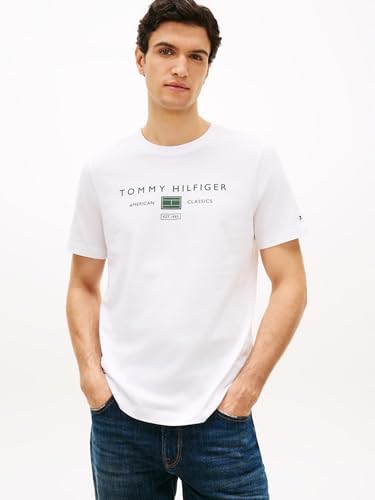 Uomo T-Shirt Maniche Corte Brand Love Mono Stack in Cotone, Bianco (White), XS