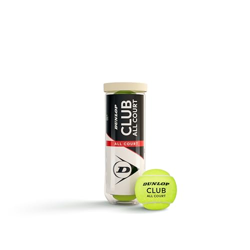 Dunlop Tennis Ball Club All Court: para Arena, Pista Dura y césped (3 Pelotas)