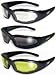 (3) New Size Small Motorcycle Glasses Clear Smoked Yellow Have UV400 Foam Padded Black Frame Great for Dust Storms