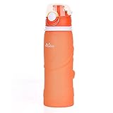 MoKo Collapsible Water Bottle, 750ml Unbreakable Foldable Leak Proof Silicone Sports Bottle, Medical Grade Silicone, BPA Free, FDA Approved