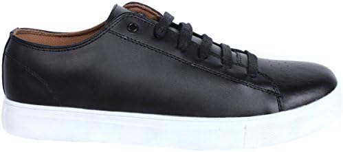 Hotson Shoe Men's Low Top Black Leather Sneaker Classic Footwear Size 11