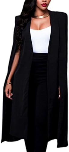 Women Trench Open Front Solid Longline Plus Size Cape Jacket Suit Blazer
