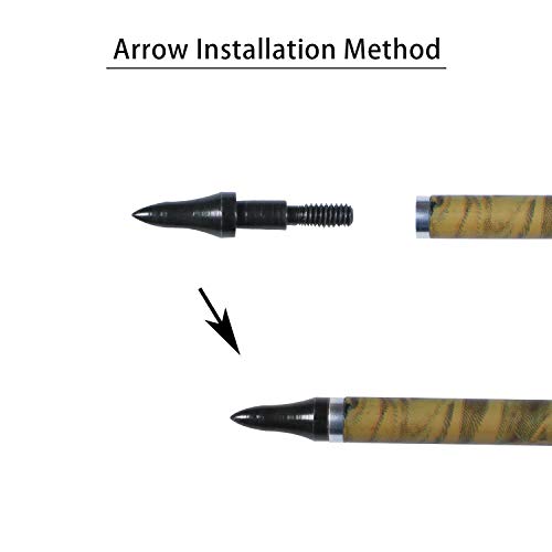 ARCHERY SHARLY [6 Pack] 31Inch Carbon Arrow Practice Hunting Arrows with 5" Camo Natural Feathers for Traditional Recurve Bow and Longbow - Thumbnail 5