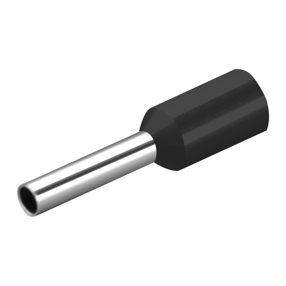 Heschen Cord End Terminal, E1008, AWG18 / 1.0mm², Wire Copper Crimp Connector, Vinyl Insulated, Black, Pack of 1000