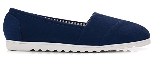 ComeShun Womens Uniform Dress Shoes Lightweight Slip On Loafers Anti Slip Flats Sneakers Navy Size 8