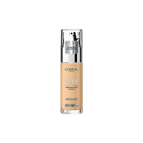 L'Oréal Paris Fondotinta Liquido, Idratazione 24H, Per Tutti Tipi di Pelle, Incarnato dal Colorito Naturale e Uniforme, Formula con Acido Ialuronico, Accord Parfait, 30 ml, 2N Vanilla